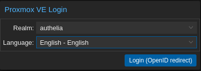 Authelia Login banner on proxmox