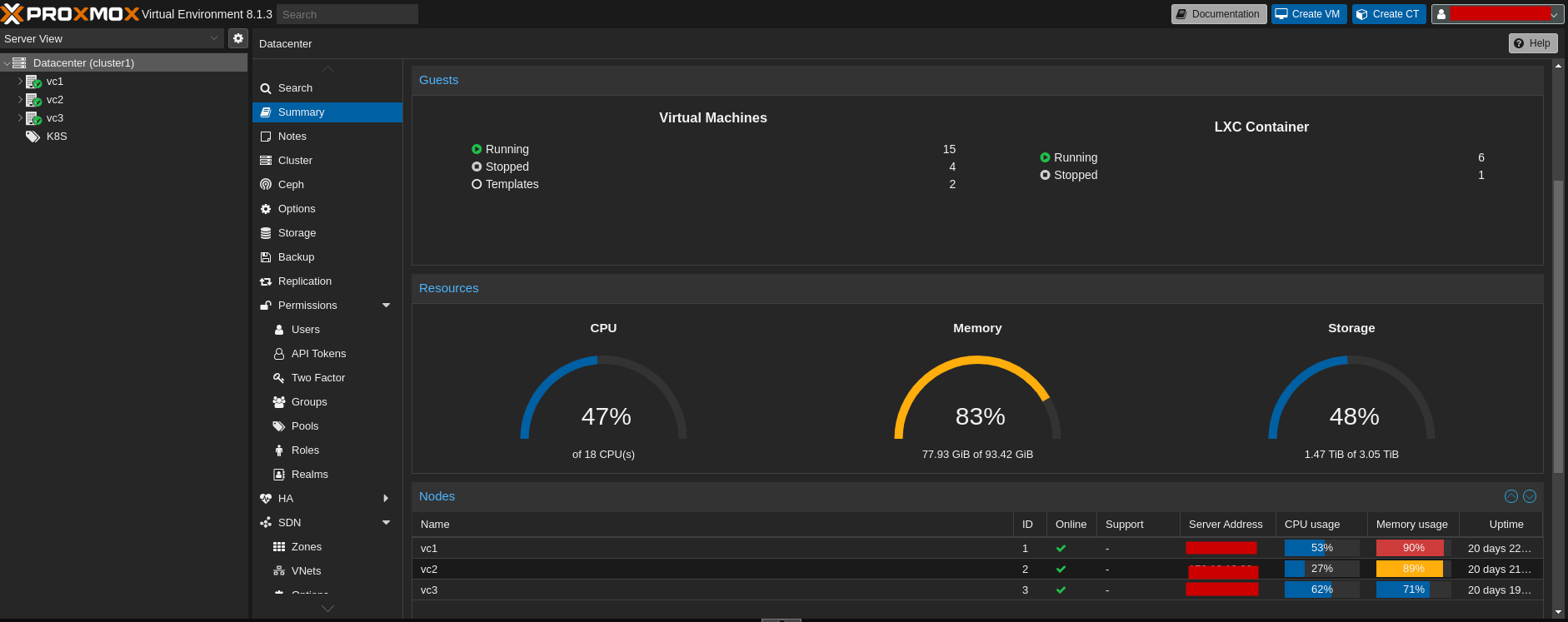 Proxmox Web UI