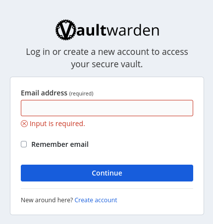 Vaultwarden Login Page